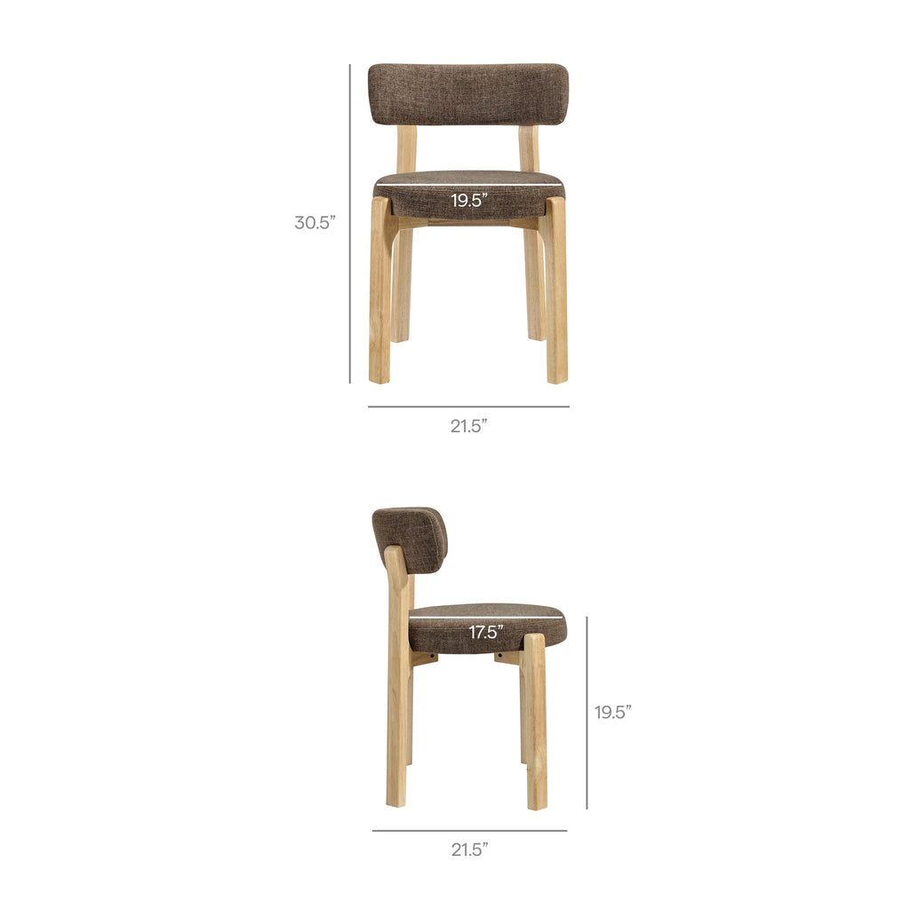 Lot de 2 chaises de salle à manger Marsha en tissu rembourré