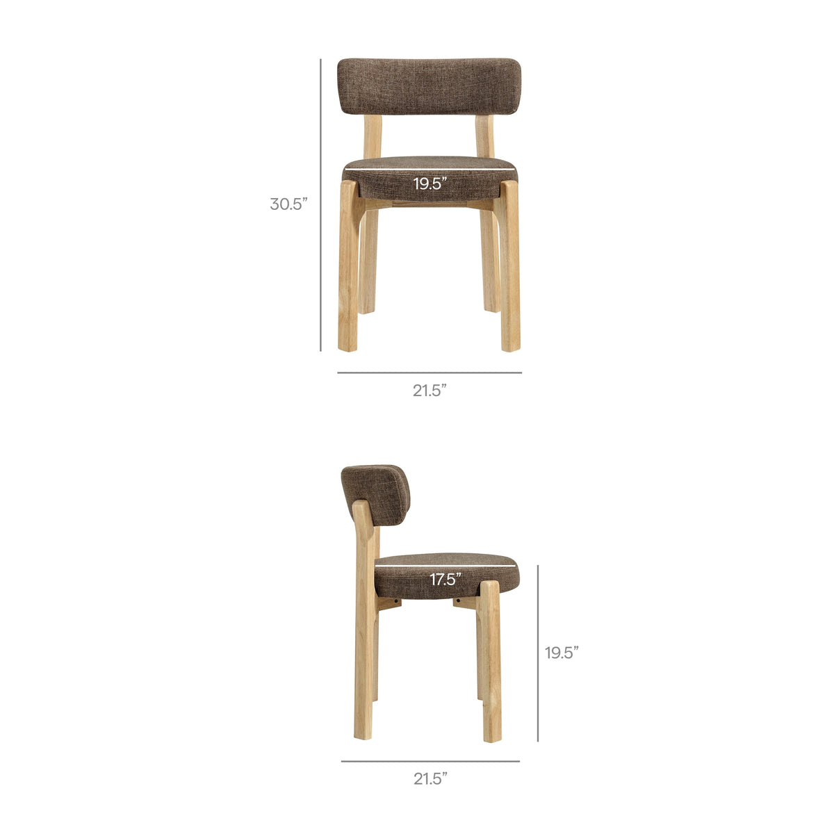Lot de 2 chaises de salle à manger Marsha en tissu rembourré