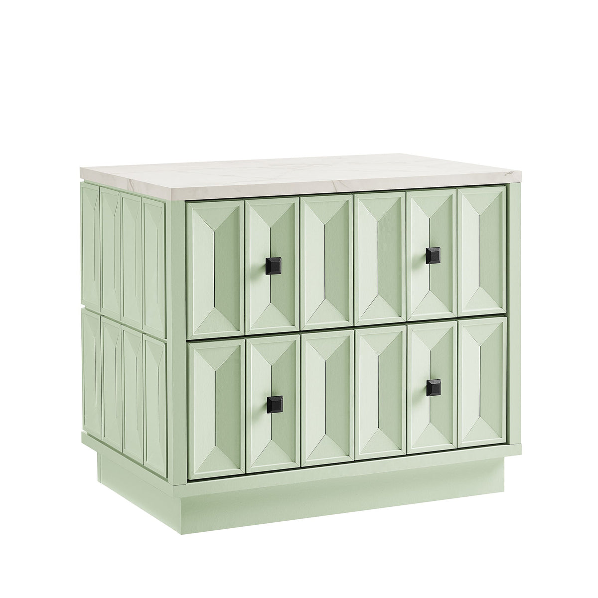 Table de chevet Mabry de 23 po géométrique à facettes à deux tiroirs