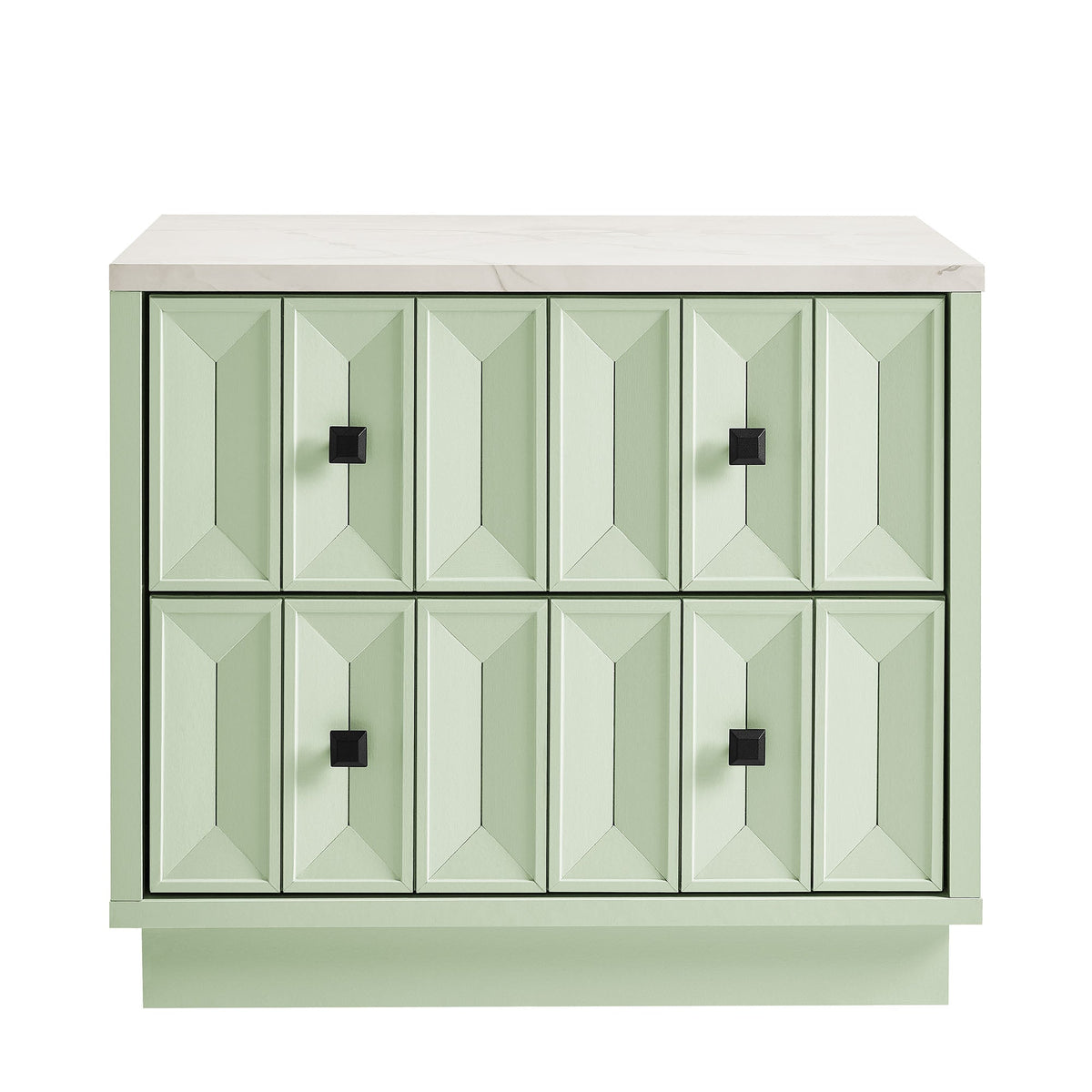 Table de chevet Mabry de 23 po géométrique à facettes à deux tiroirs