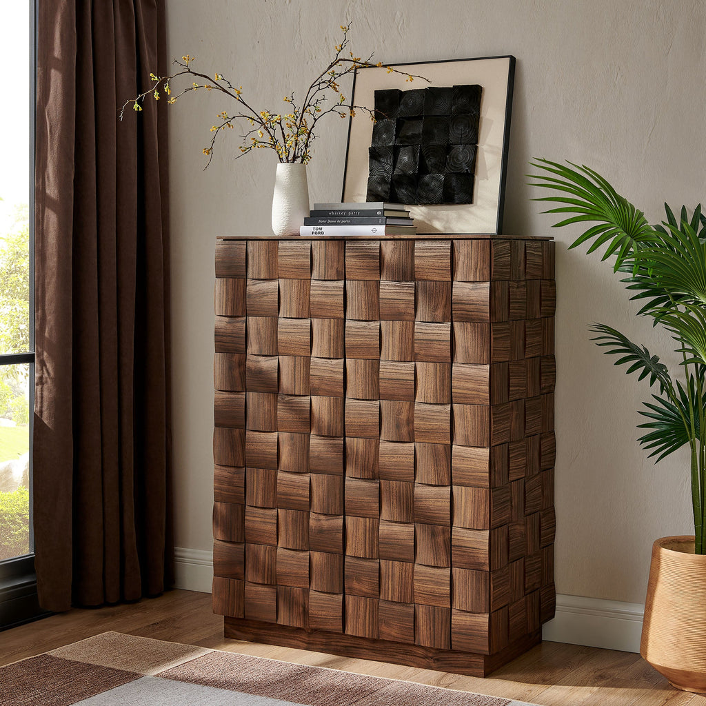 Armoire de rangement haute Duskin de 39 pouces au design géométrique en blocs