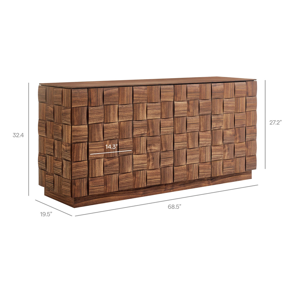 Buffet à quatre portes Duskin de 173 cm avec motif géométrique en blocs