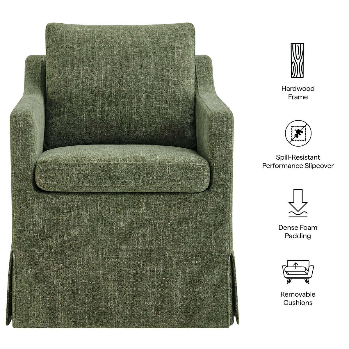 Fauteuil de salle à manger déhoussable en tissu haute performance Serene