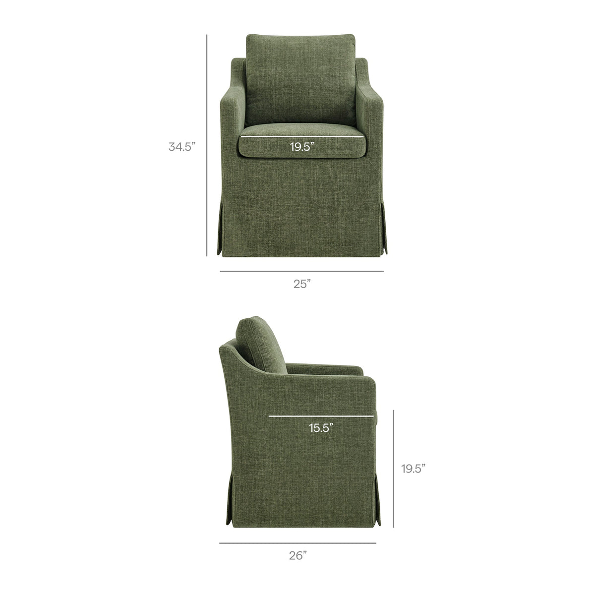 Fauteuil de salle à manger déhoussable en tissu haute performance Serene