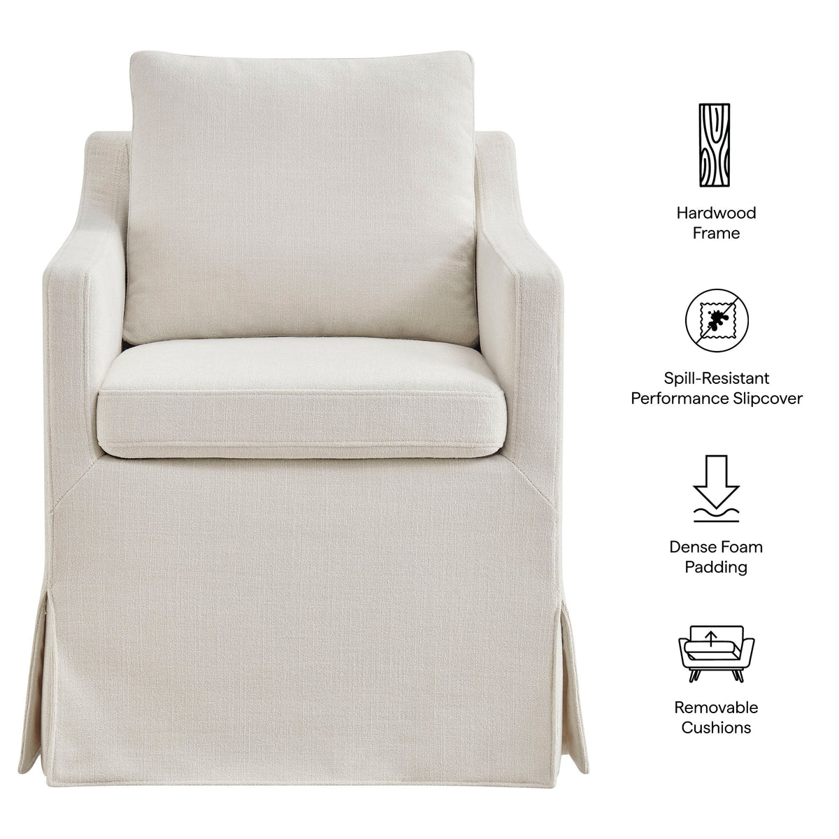 Fauteuil de salle à manger déhoussable en tissu haute performance Serene