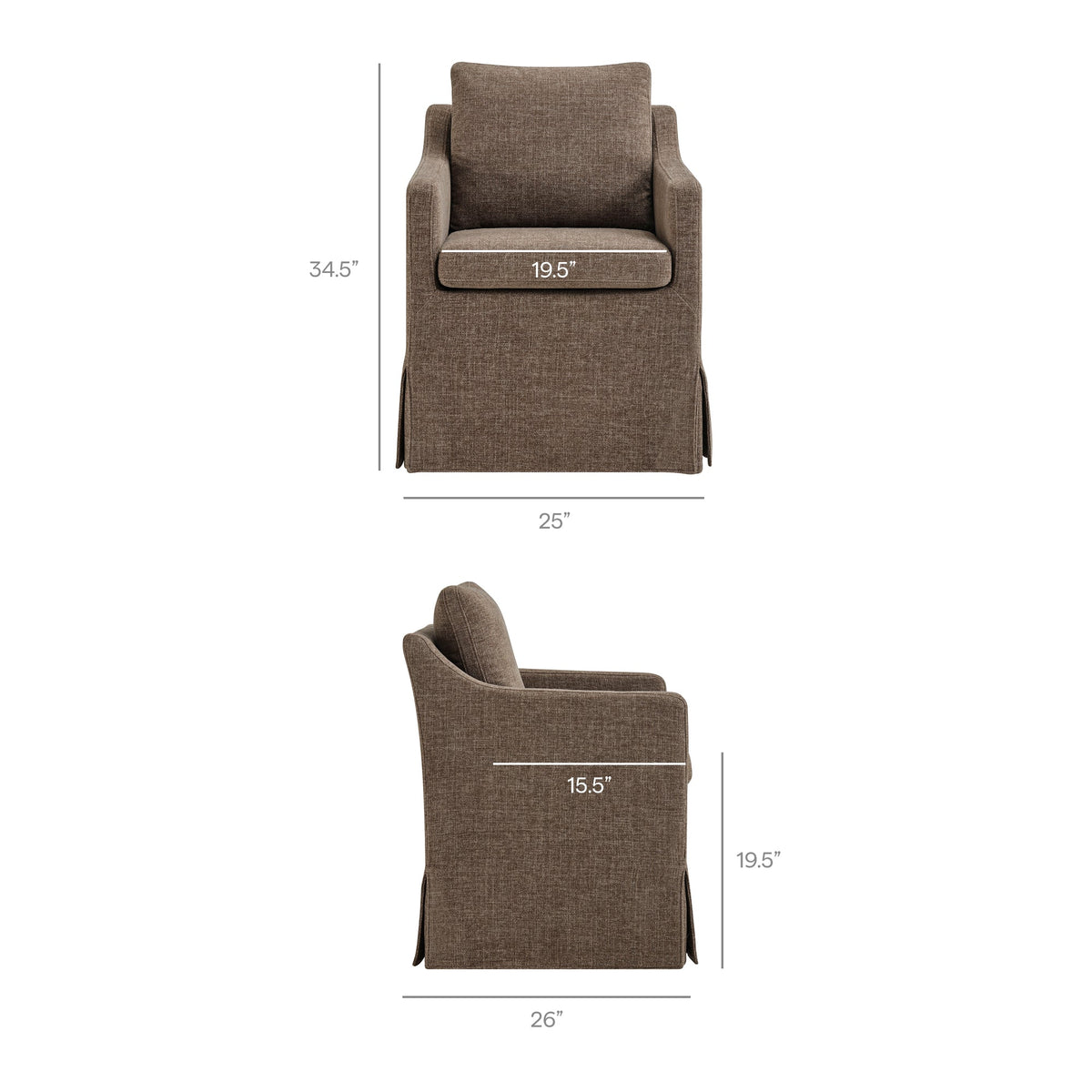 Fauteuil de salle à manger déhoussable en tissu haute performance Serene