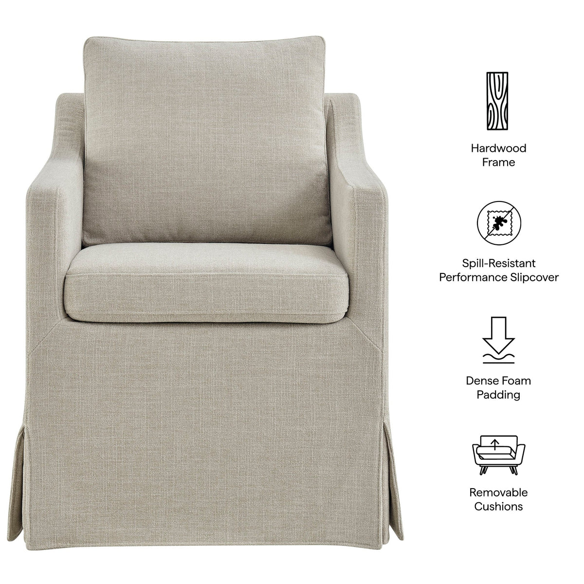 Fauteuil de salle à manger déhoussable en tissu haute performance Serene