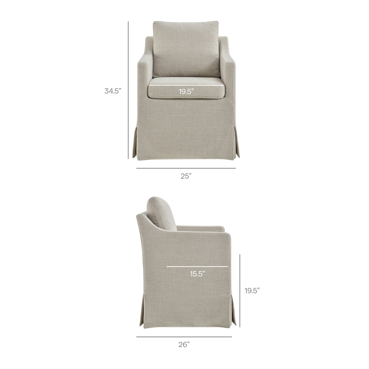 Fauteuil de salle à manger déhoussable en tissu haute performance Serene