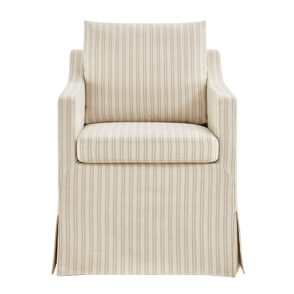 Fauteuil de salle à manger déhoussable en tissu rayé Serene