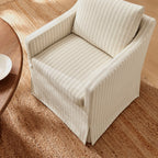 Fauteuil de salle à manger déhoussable en tissu rayé Serene