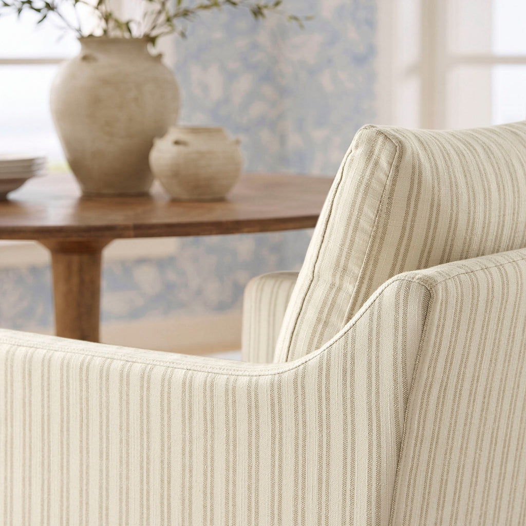 Fauteuil de salle à manger déhoussable en tissu rayé Serene