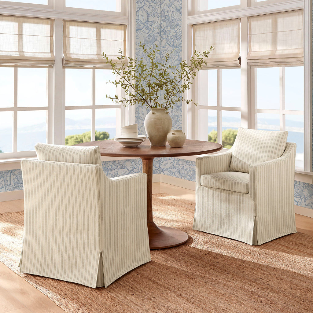 Fauteuil de salle à manger déhoussable en tissu rayé Serene
