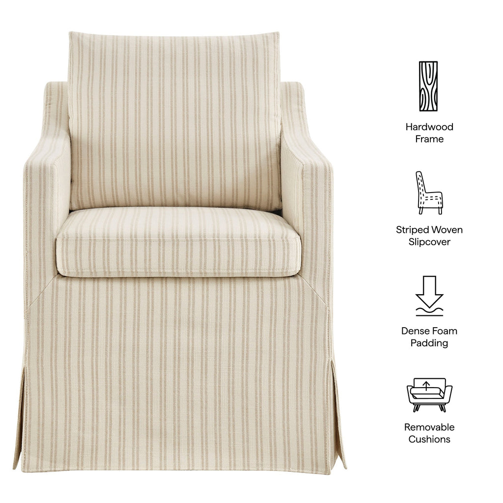 Fauteuil de salle à manger déhoussable en tissu rayé Serene