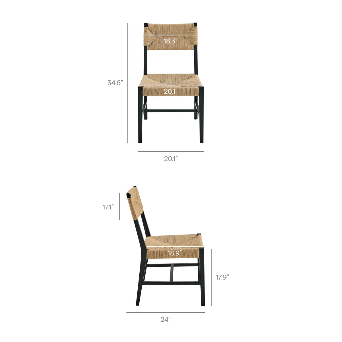 Lot de 2 chaises de salle à manger Bodie en bois