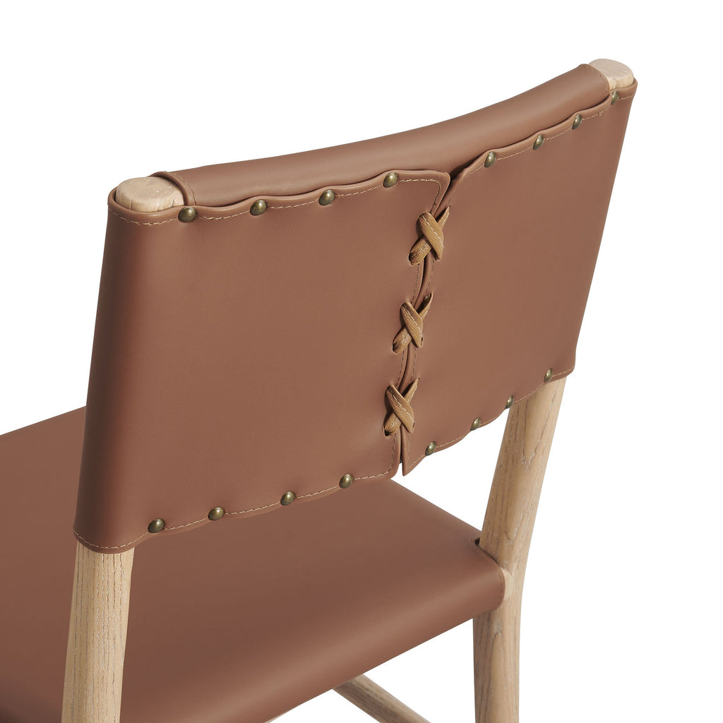 Chaise de salle à manger latérale en cuir végétalien Dover Wood