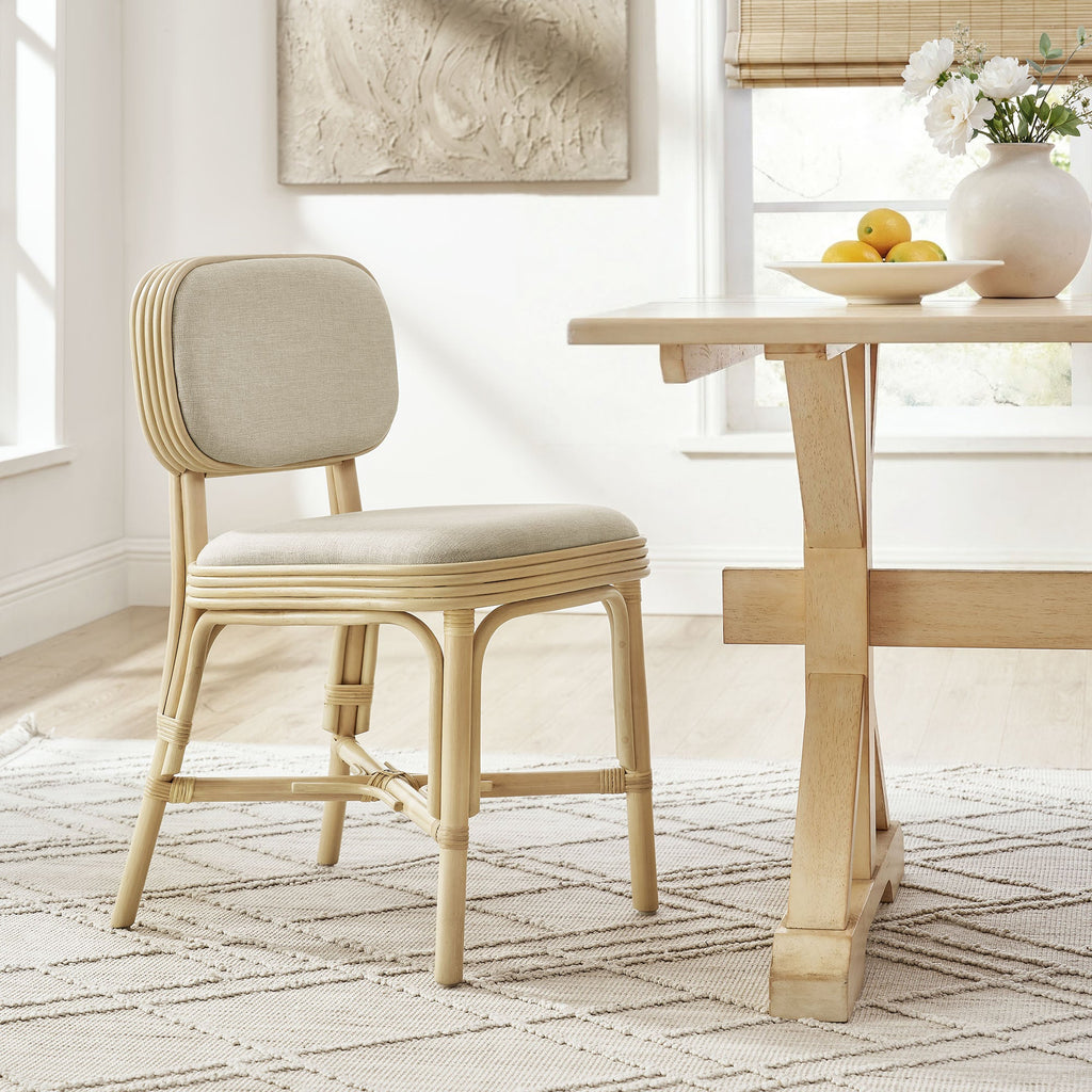 Chaise de salle à manger Bahari en rotin rembourrée