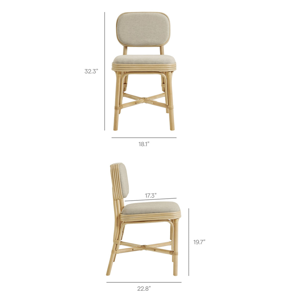 Chaise de salle à manger Bahari en rotin rembourrée