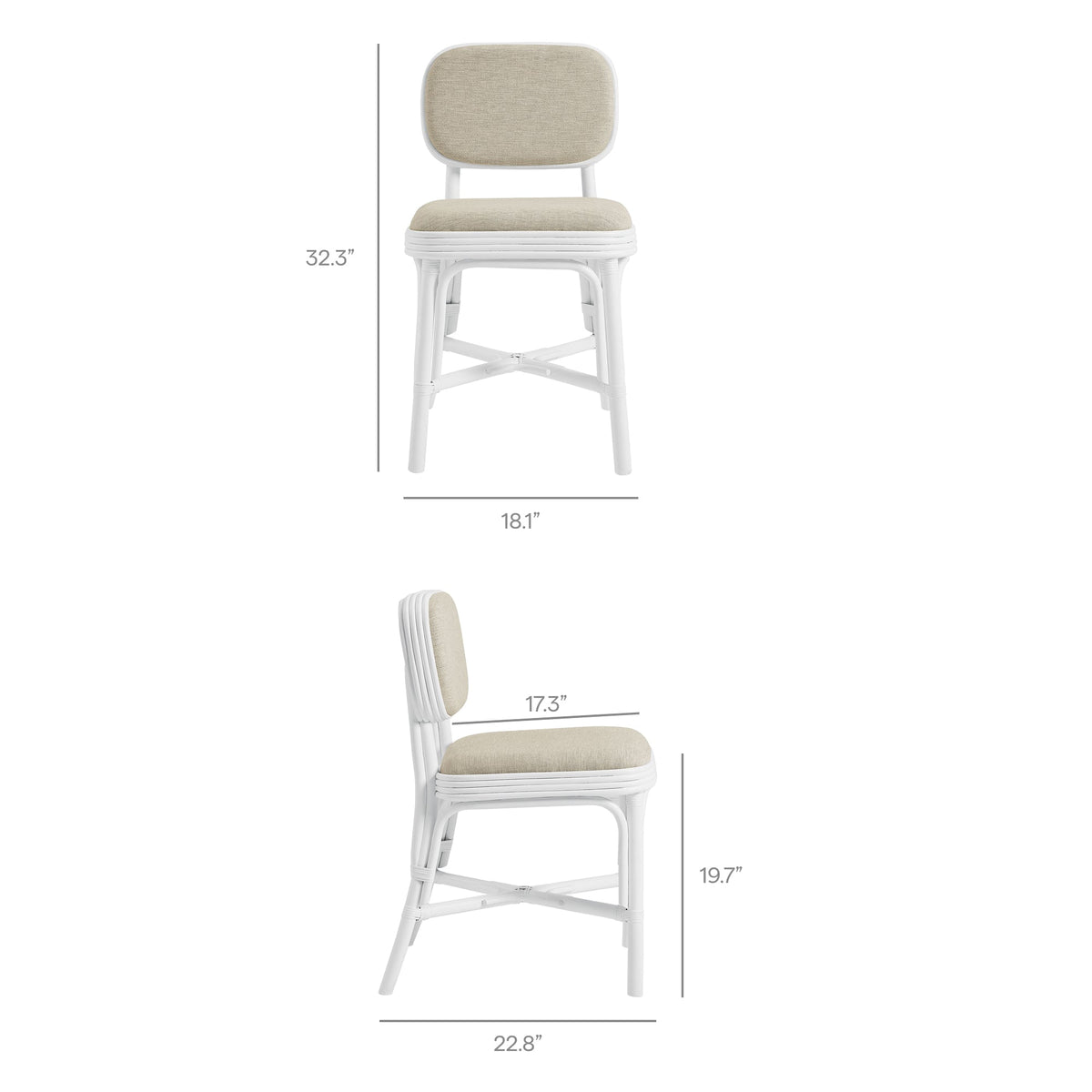 Chaise de salle à manger Bahari en rotin rembourrée