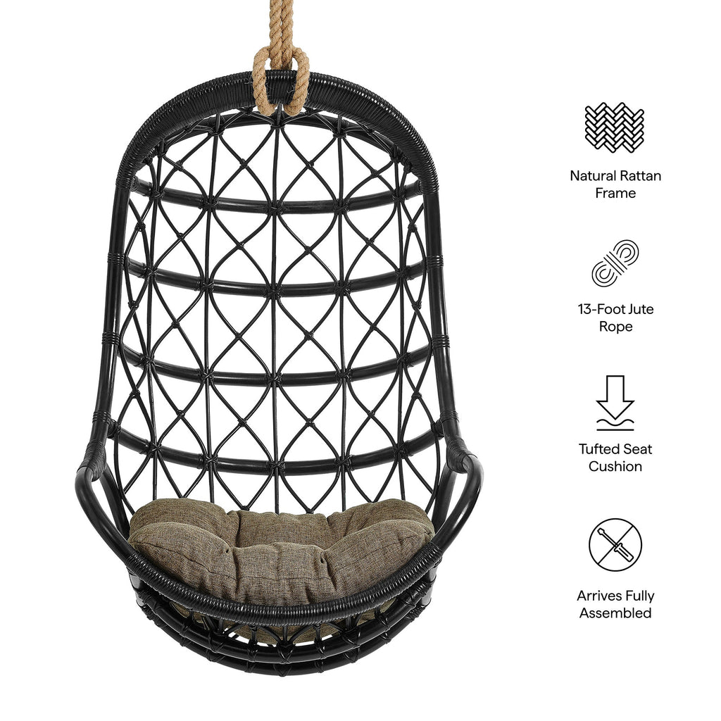Chaise suspendue en rotin naturel Tamarin