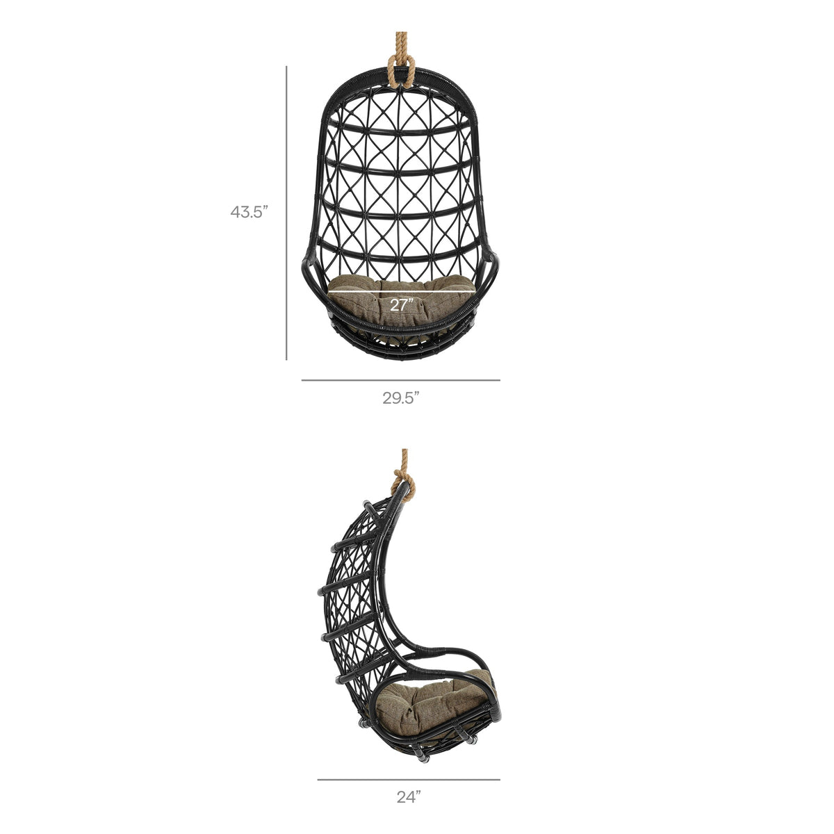 Chaise suspendue en rotin naturel Tamarin