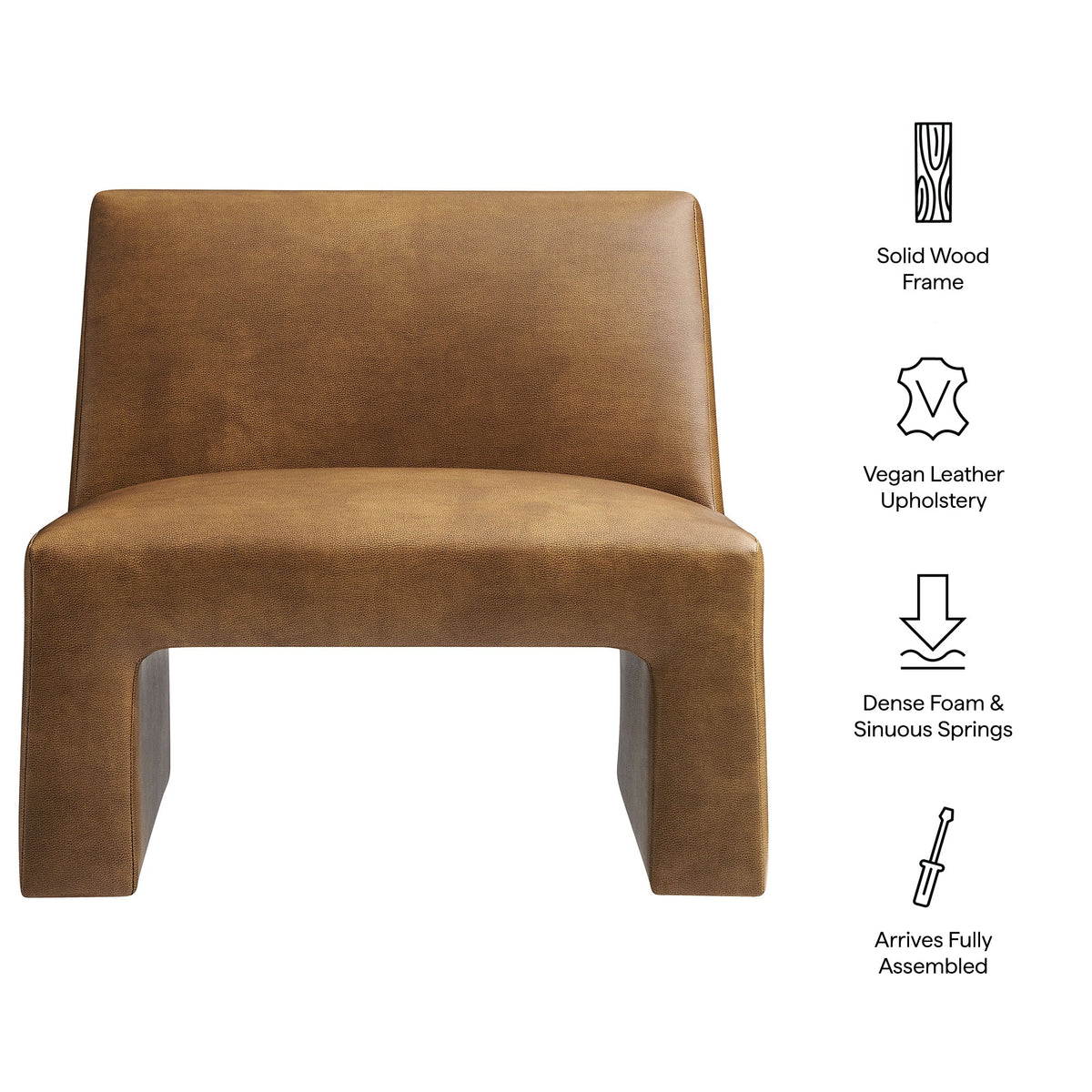 Fauteuil d'appoint sans accoudoirs Amita en cuir végétalien
