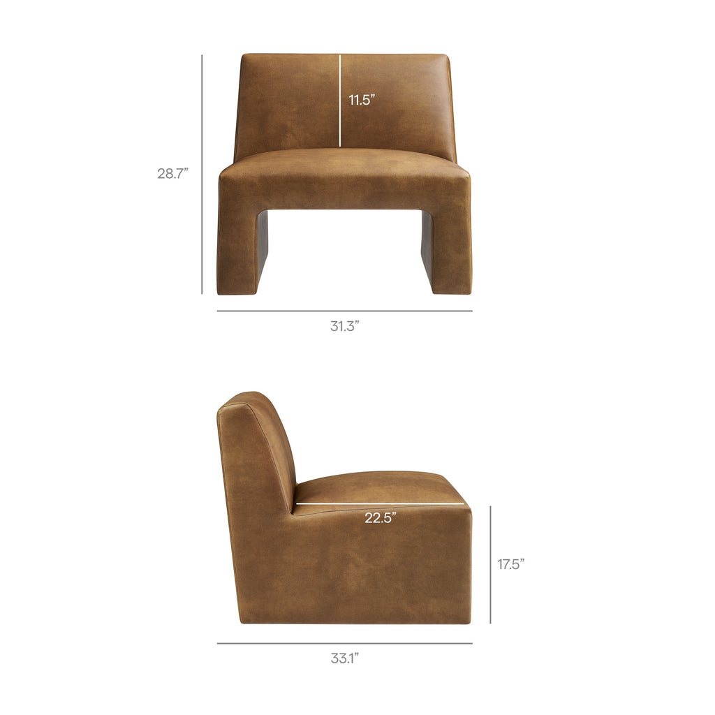 Fauteuil d'appoint sans accoudoirs Amita en cuir végétalien