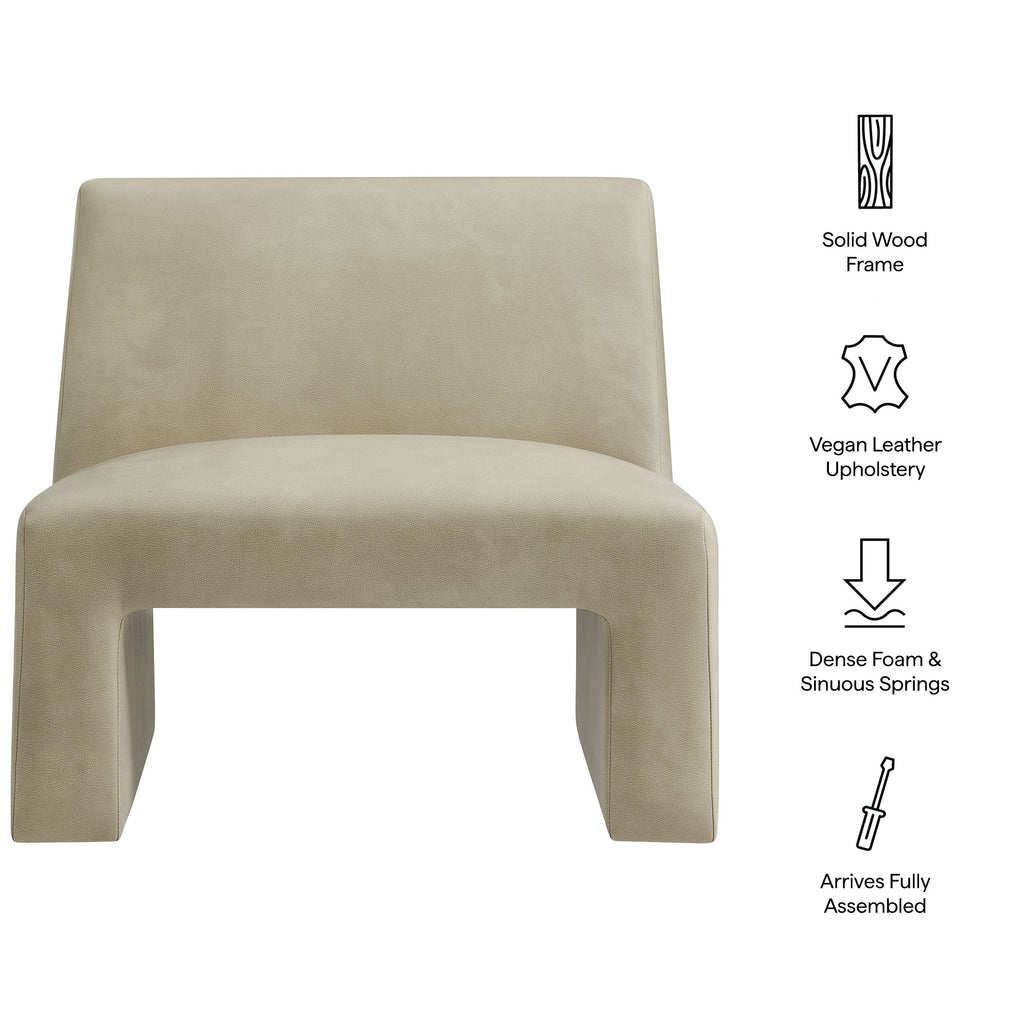 Fauteuil d'appoint sans accoudoirs Amita en cuir végétalien