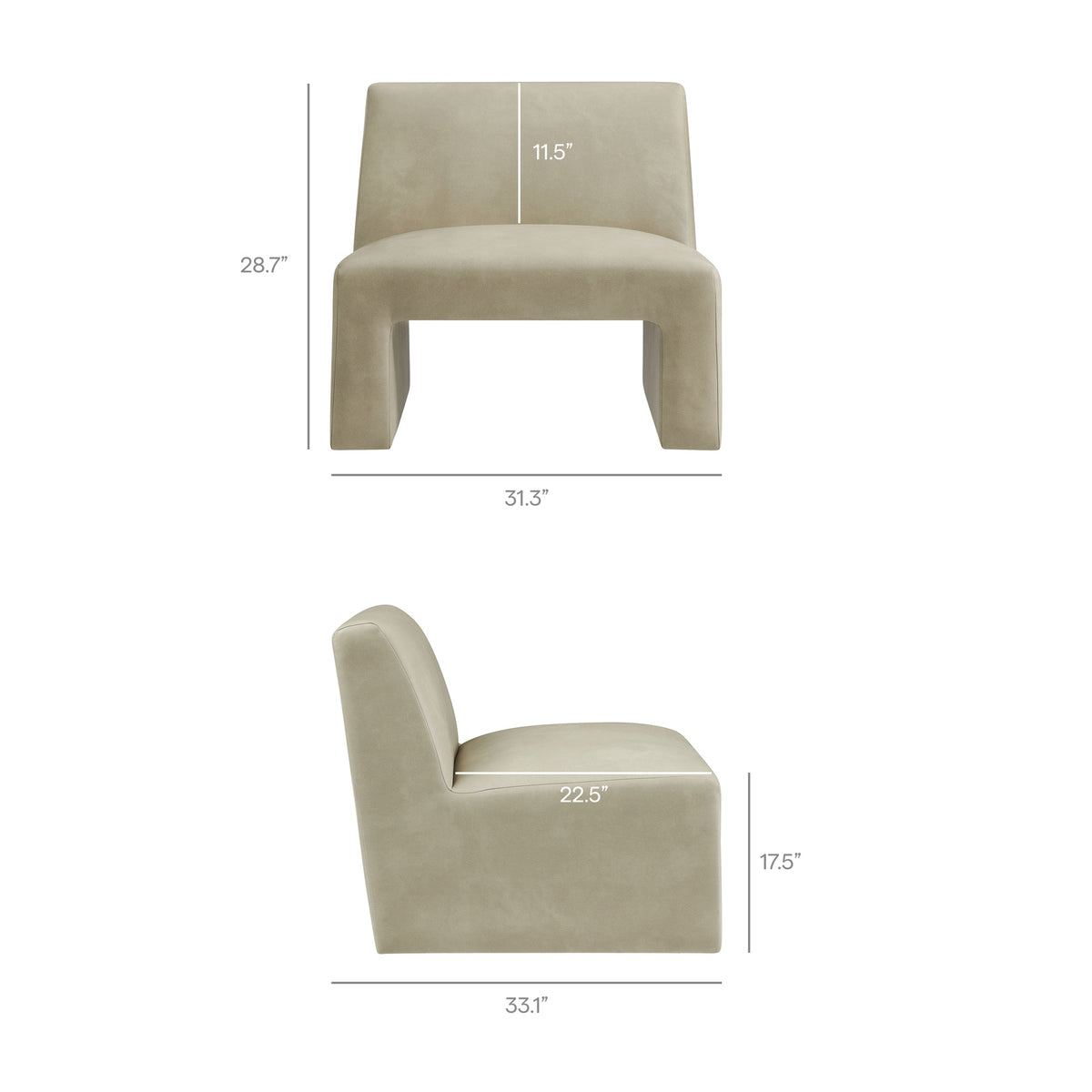 Fauteuil d'appoint sans accoudoirs Amita en cuir végétalien