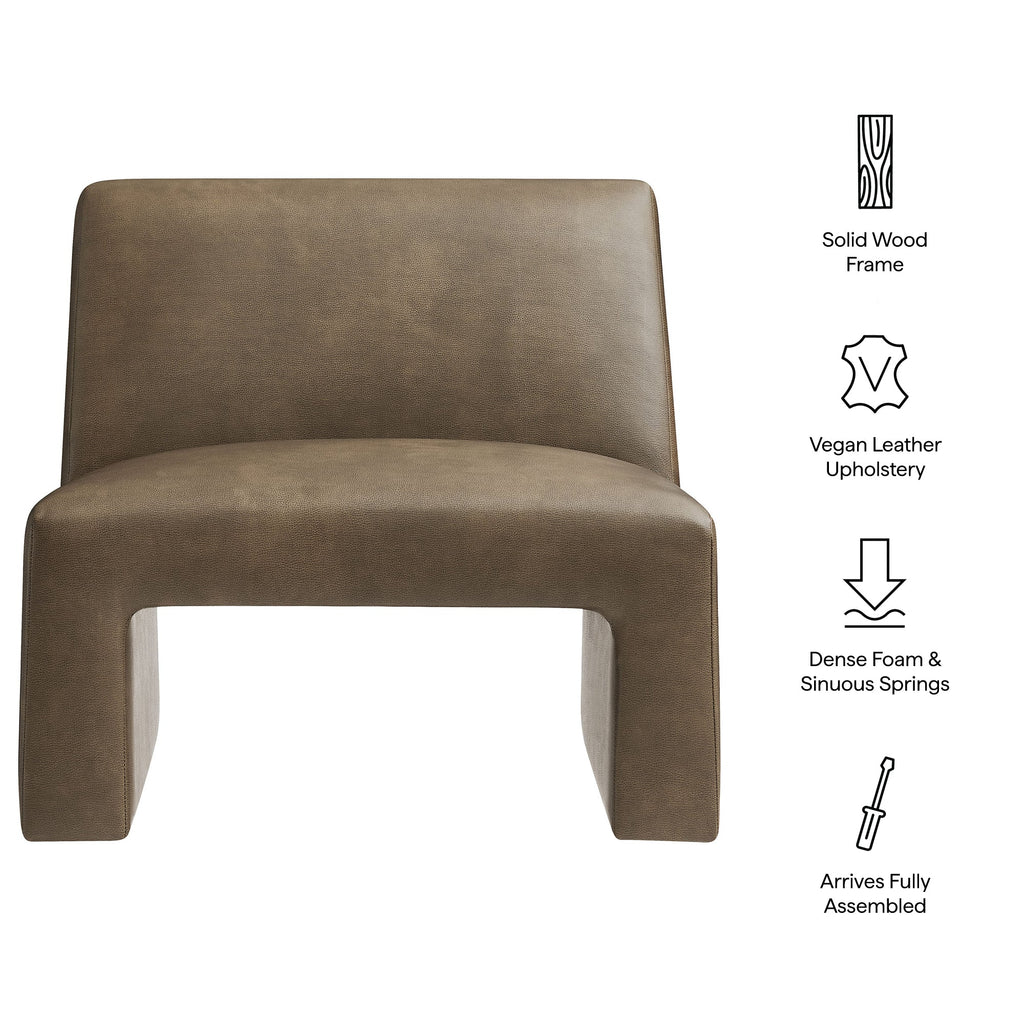 Fauteuil d'appoint sans accoudoirs Amita en cuir végétalien