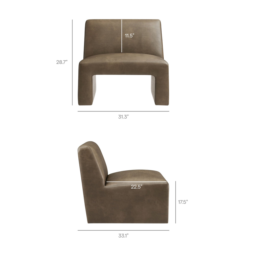 Fauteuil d'appoint sans accoudoirs Amita en cuir végétalien