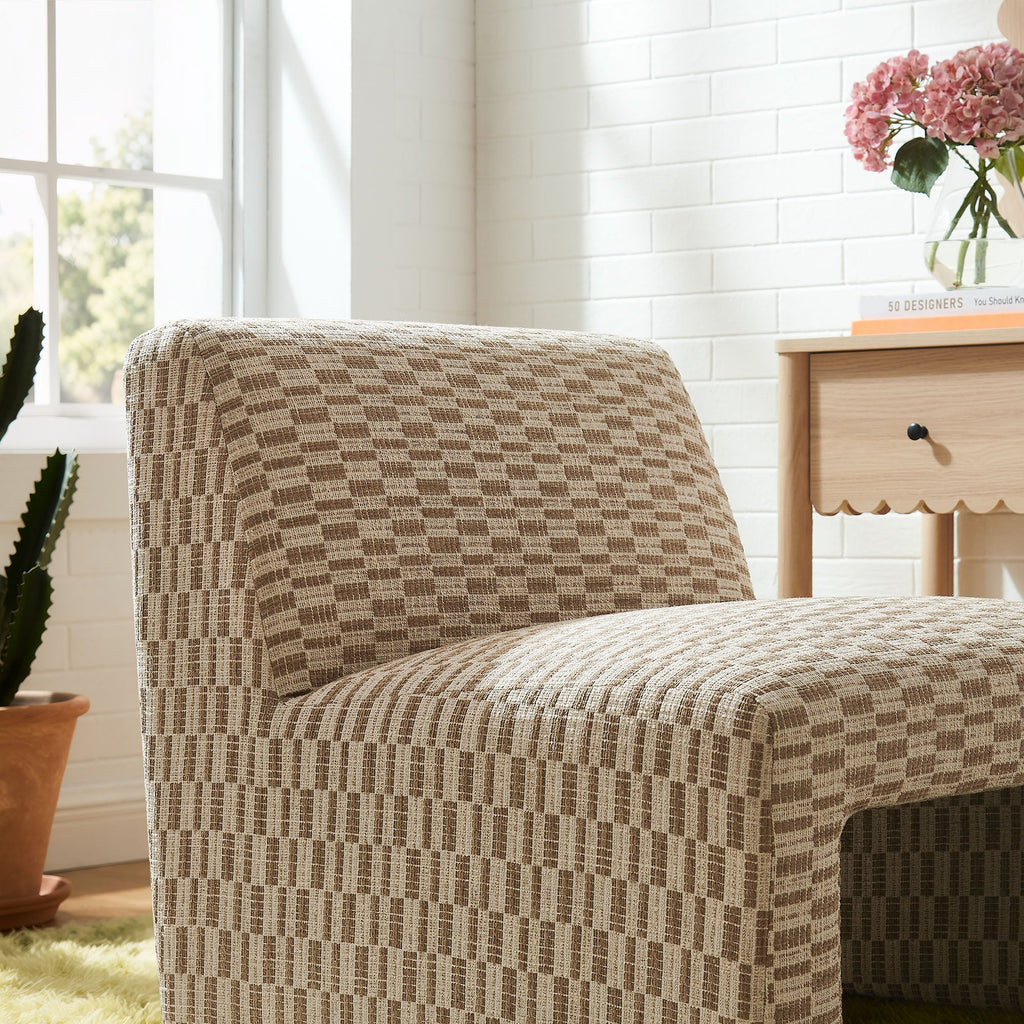 Fauteuil d'appoint Amita en tissu tissé sans accoudoirs