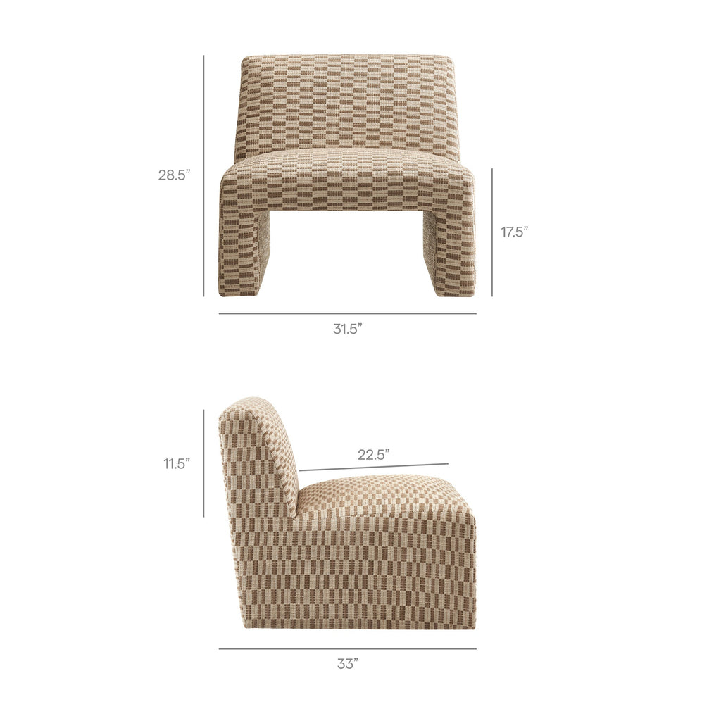 Fauteuil d'appoint Amita en tissu tissé sans accoudoirs