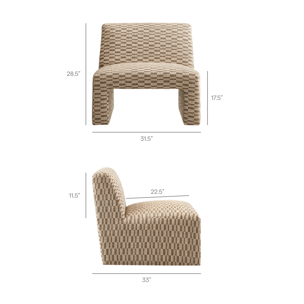 Fauteuil d'appoint Amita en tissu tissé sans accoudoirs