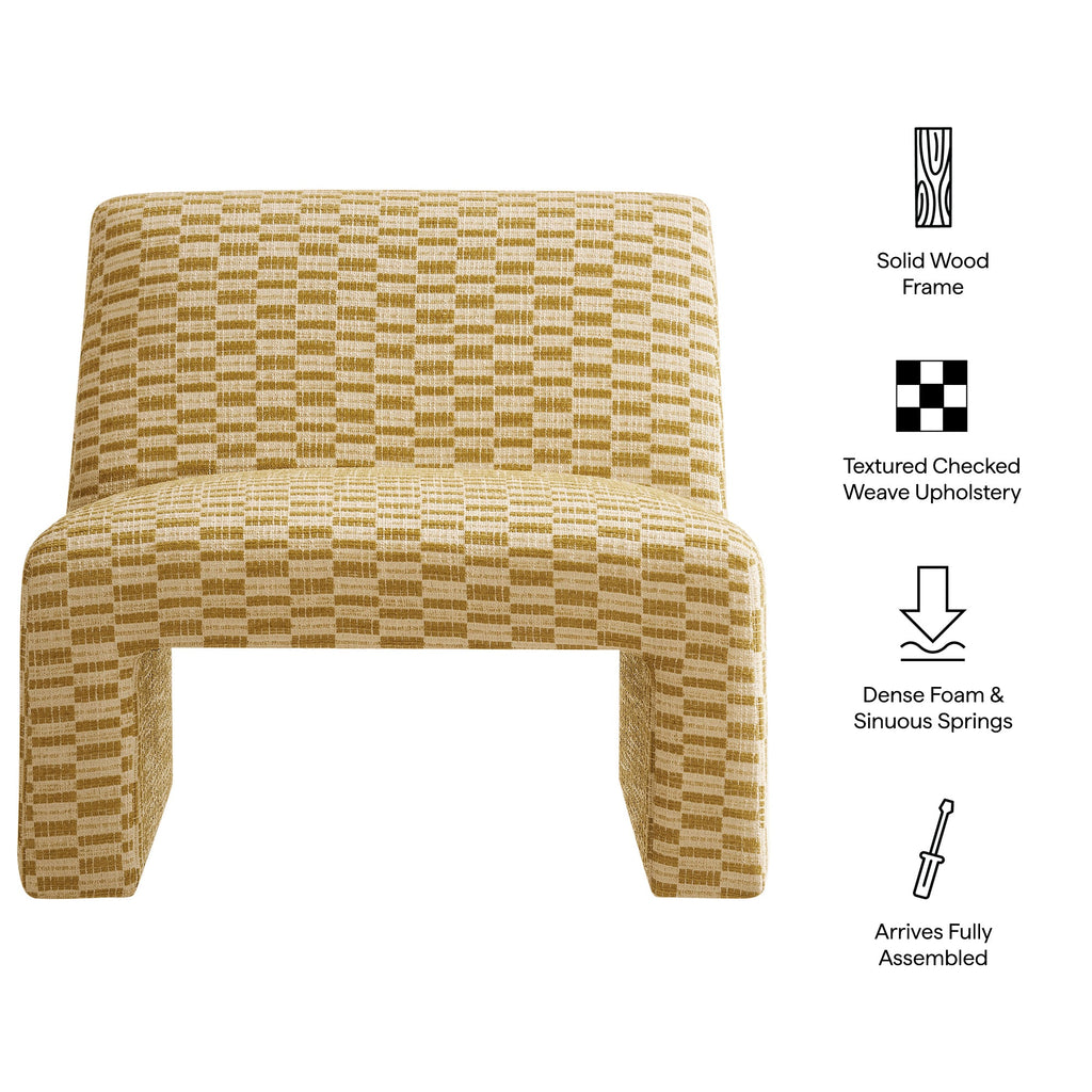 Fauteuil d'appoint Amita en tissu tissé sans accoudoirs