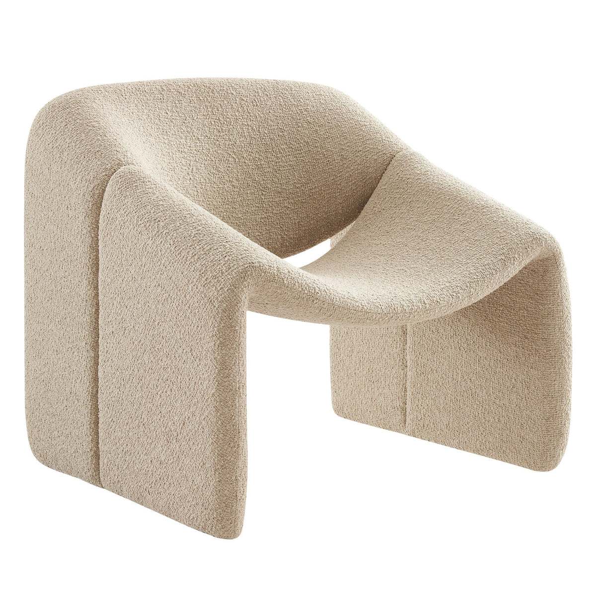 Fauteuil d'appoint à accoudoirs arrondis en tissu texturé bouclé Vivi