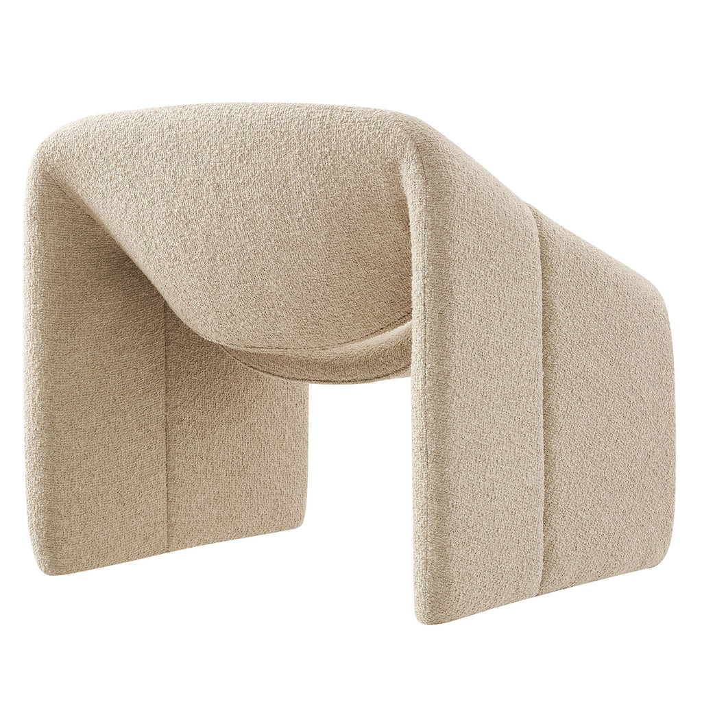 Fauteuil d'appoint à accoudoirs arrondis en tissu texturé bouclé Vivi