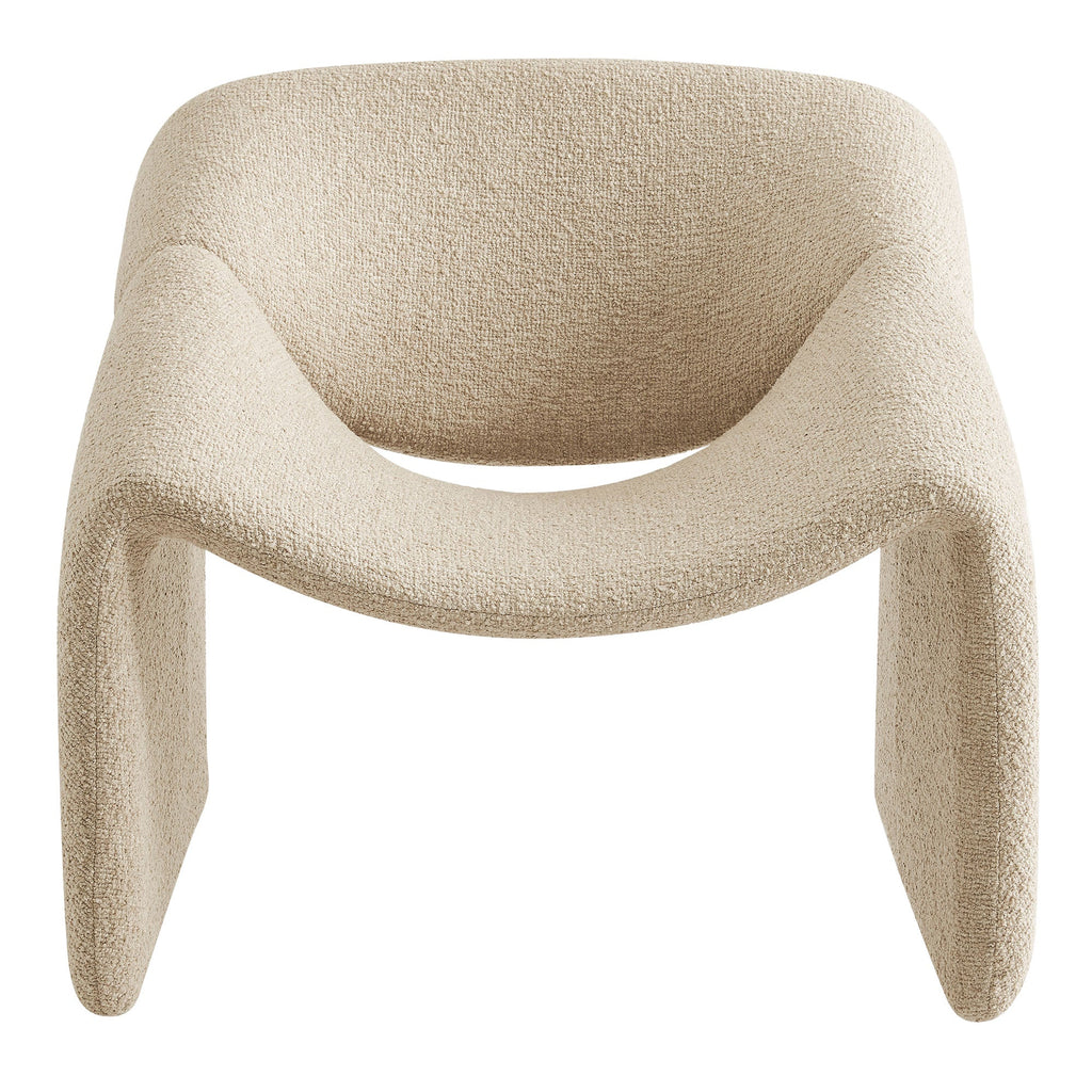 Fauteuil d'appoint à accoudoirs arrondis en tissu texturé bouclé Vivi