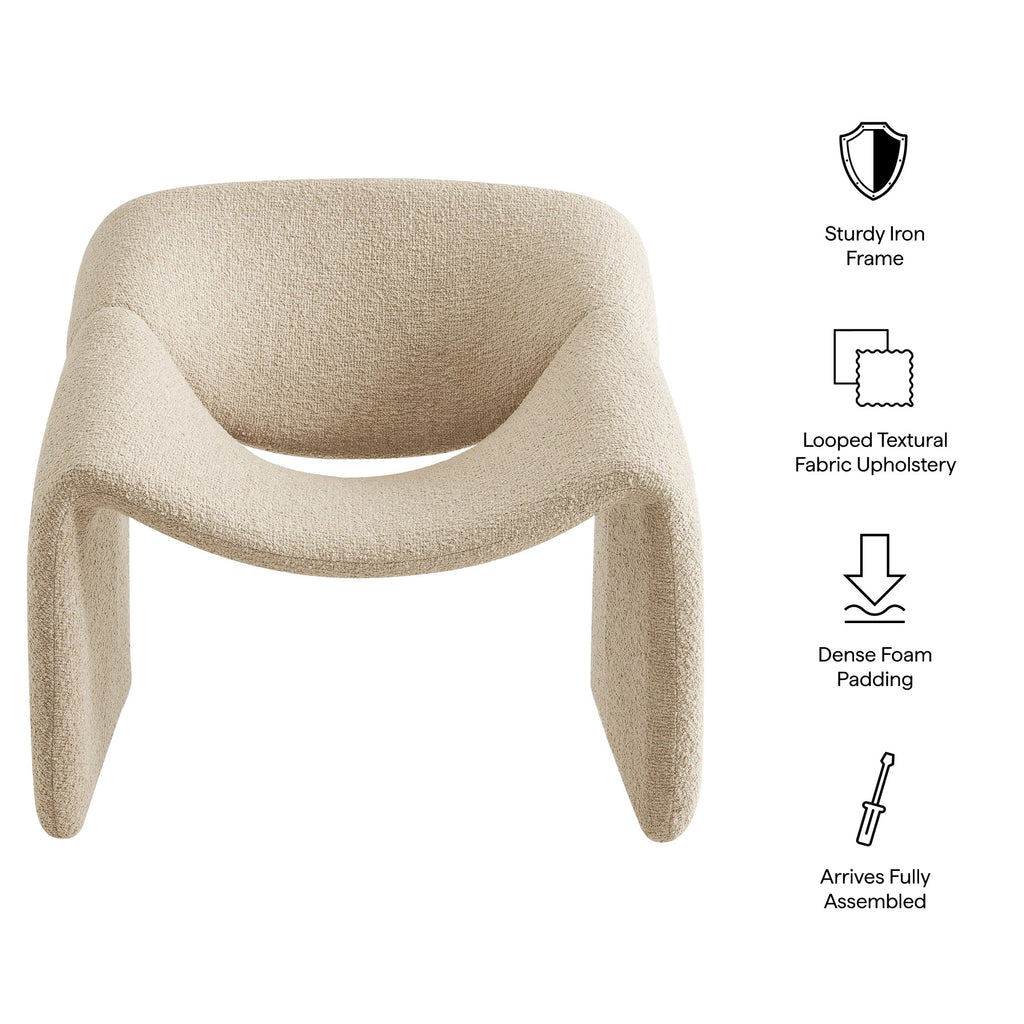 Fauteuil d'appoint à accoudoirs arrondis en tissu texturé bouclé Vivi