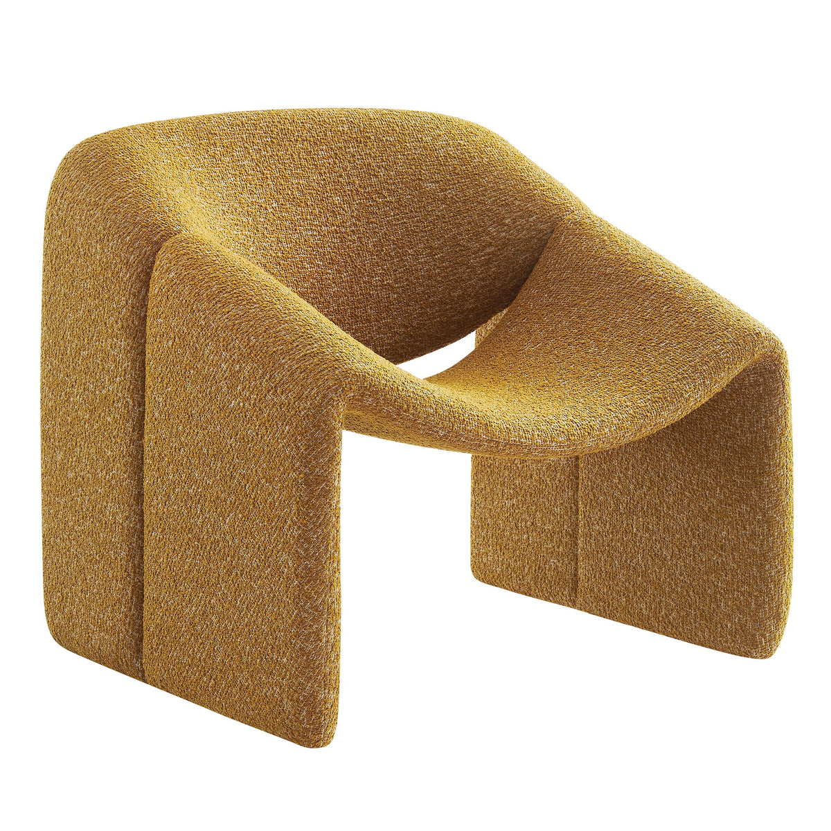 Fauteuil d'appoint à accoudoirs arrondis en tissu texturé bouclé Vivi