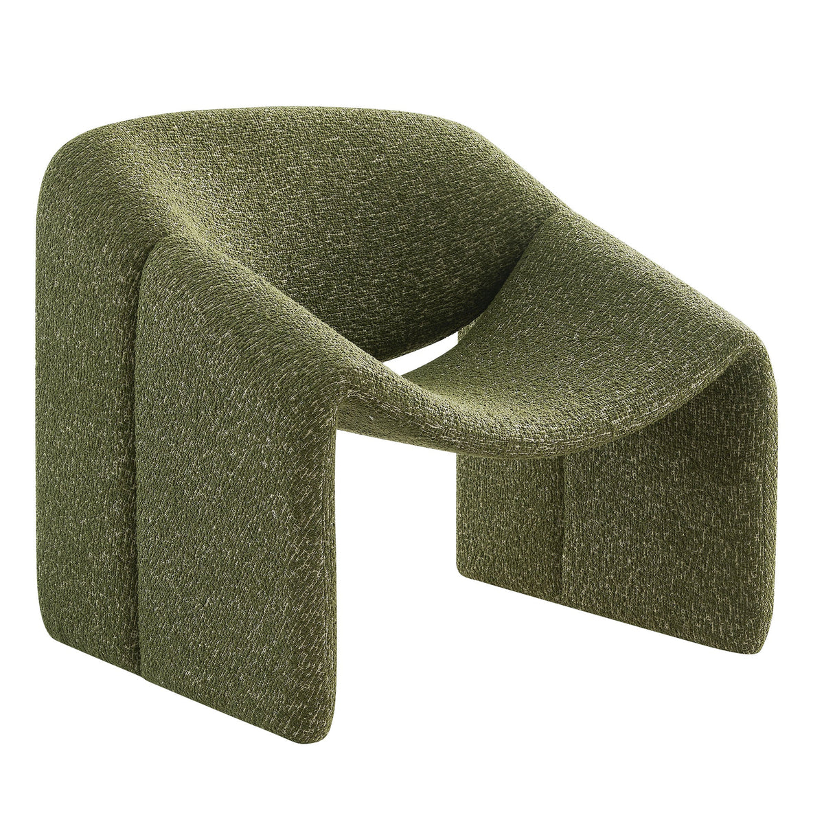 Fauteuil d'appoint à accoudoirs arrondis en tissu texturé bouclé Vivi