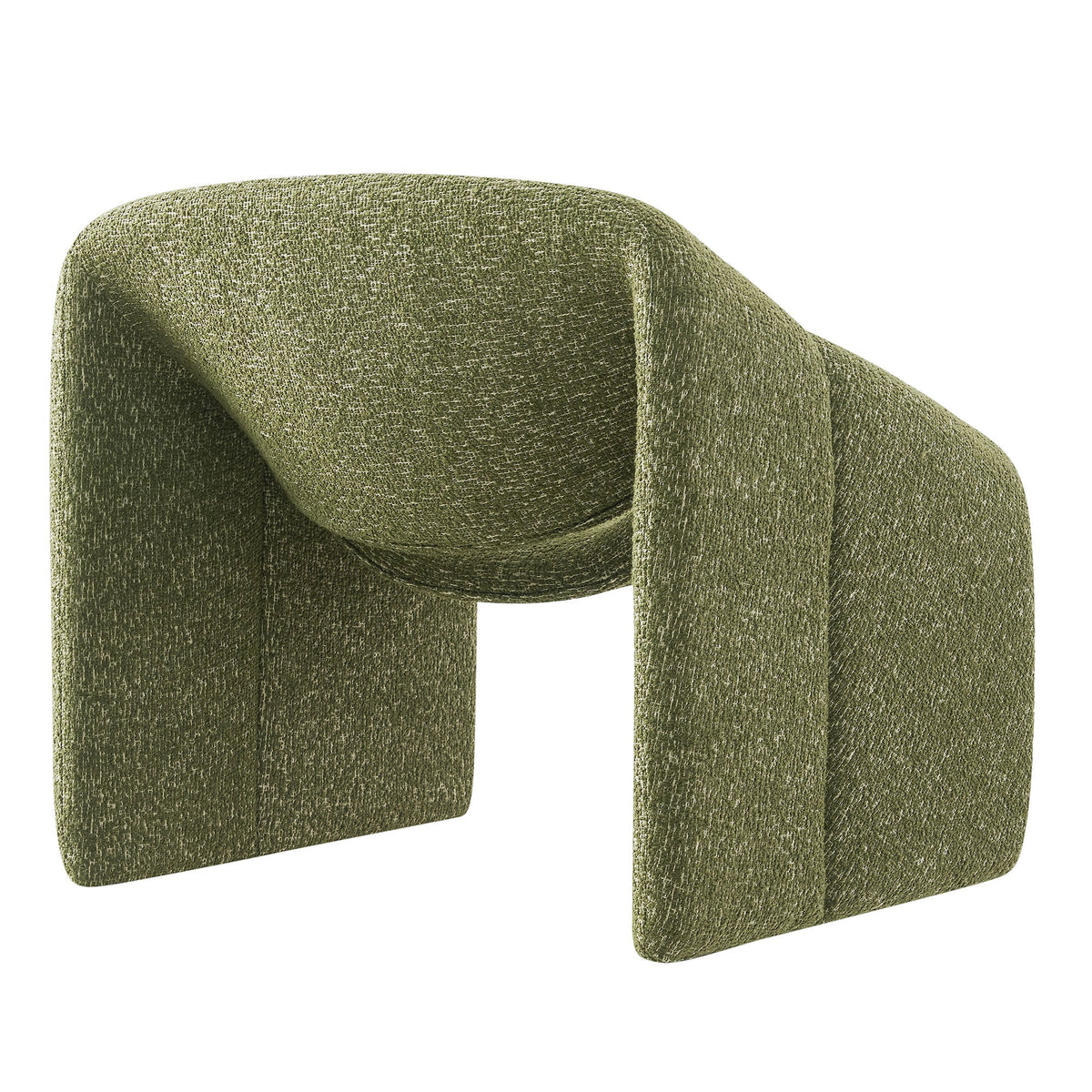 Fauteuil d'appoint à accoudoirs arrondis en tissu texturé bouclé Vivi