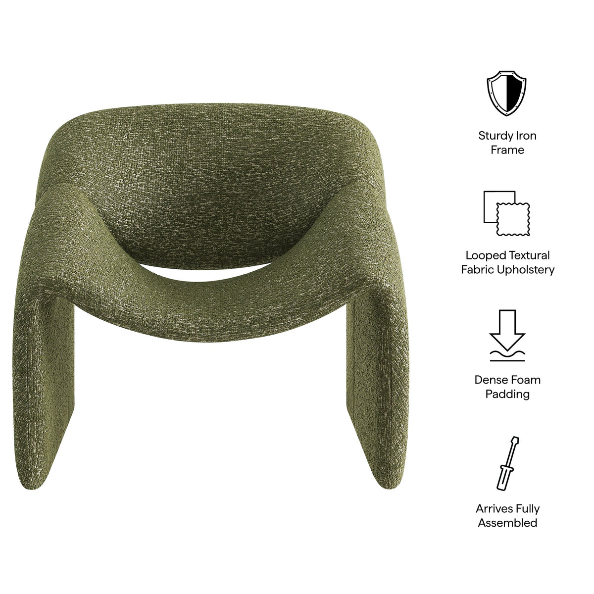 Fauteuil d'appoint à accoudoirs arrondis en tissu texturé bouclé Vivi