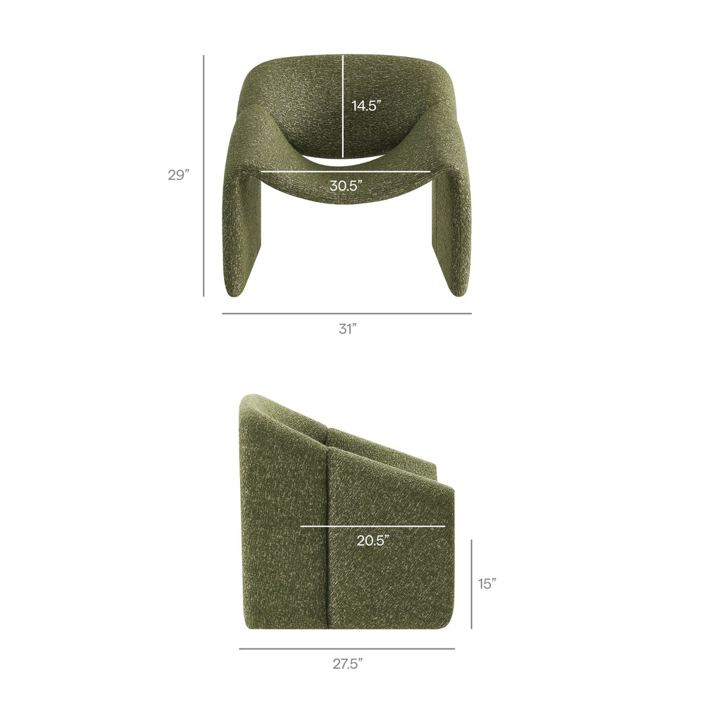 Fauteuil d'appoint à accoudoirs arrondis en tissu texturé bouclé Vivi