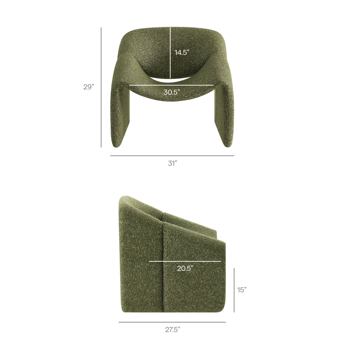Fauteuil d'appoint à accoudoirs arrondis en tissu texturé bouclé Vivi