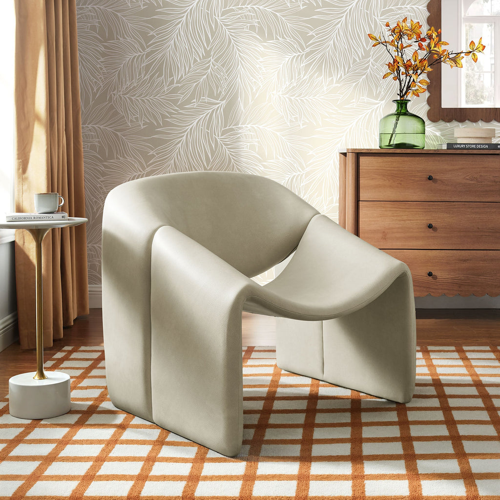 Fauteuil d'appoint en similicuir courbé Vivi
