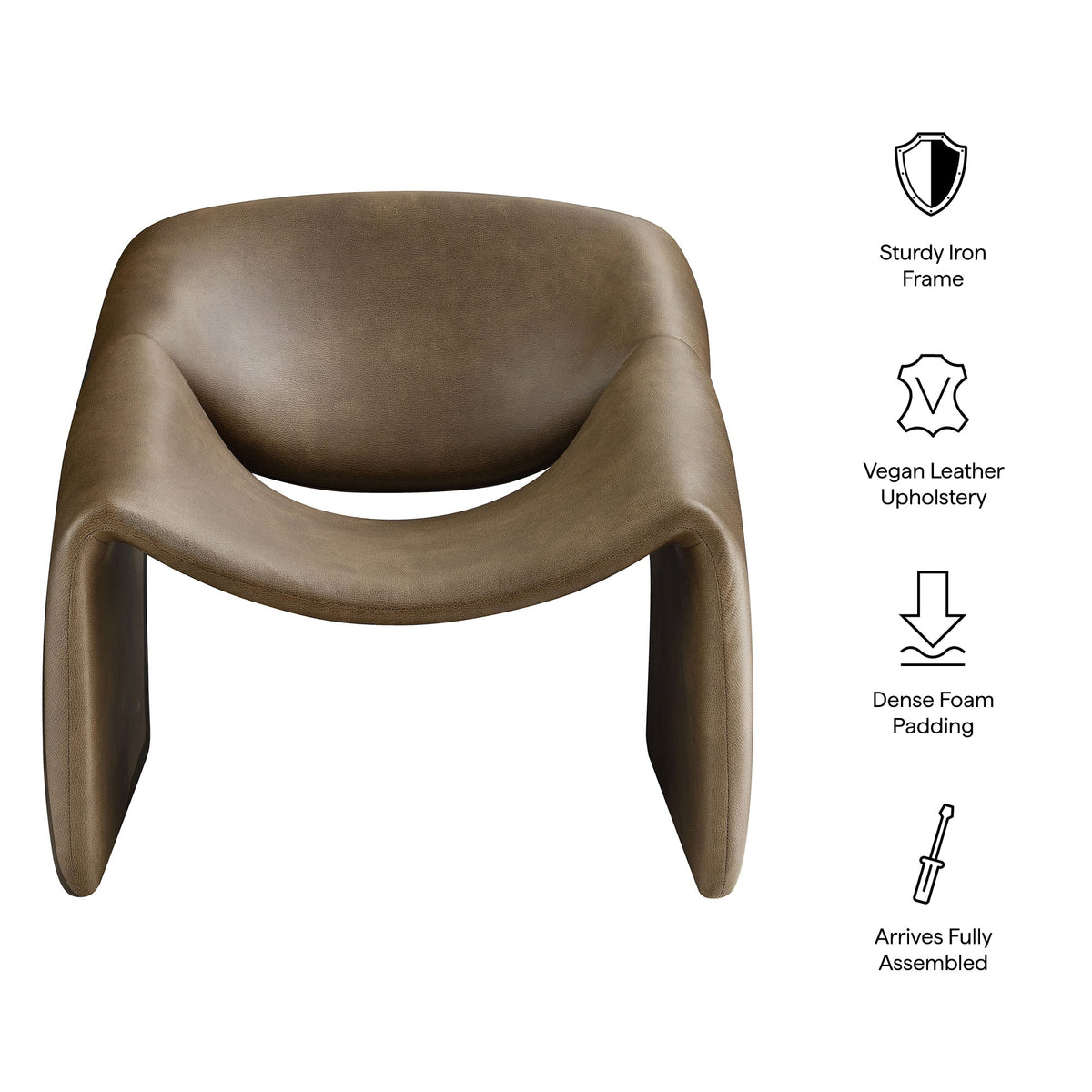 Fauteuil d'appoint en similicuir courbé Vivi