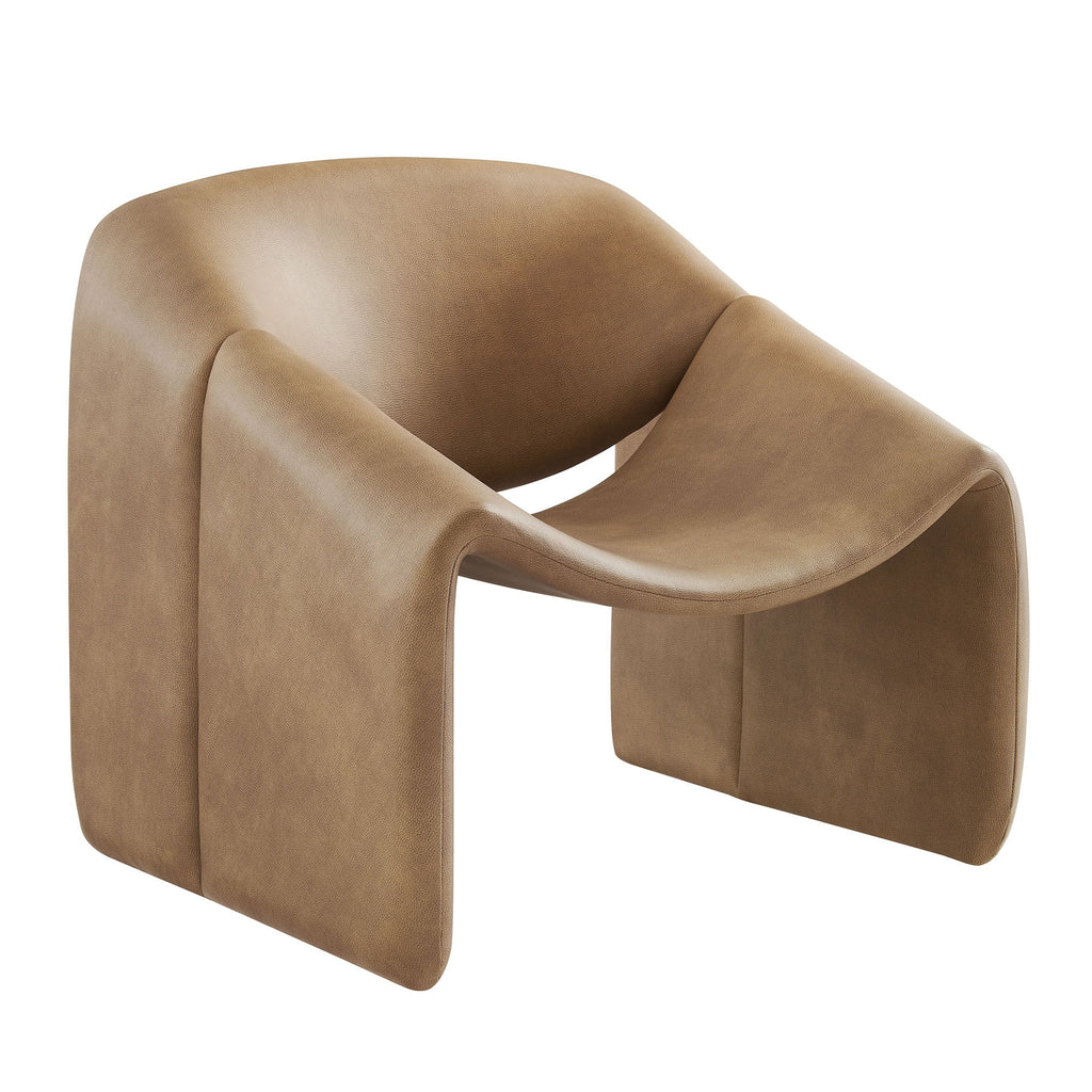 Fauteuil d'appoint en similicuir courbé Vivi