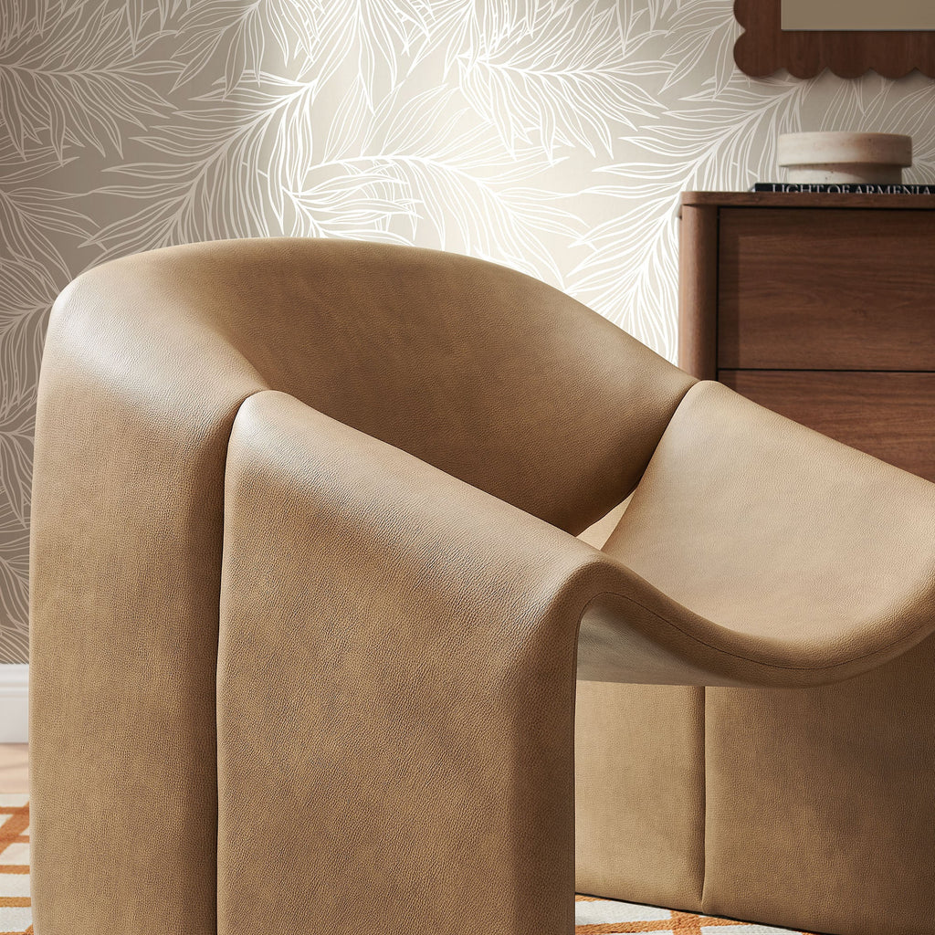 Fauteuil d'appoint en similicuir courbé Vivi