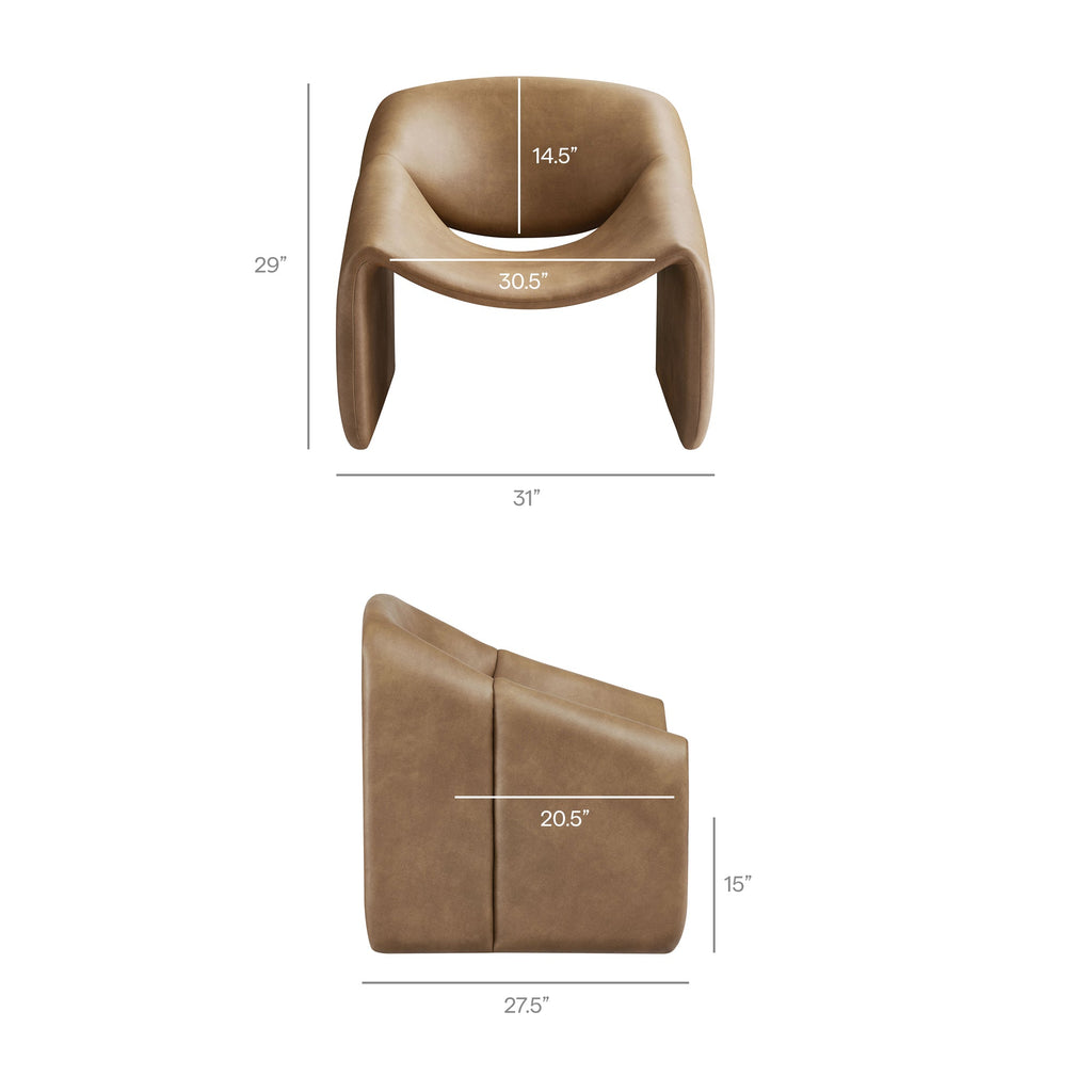 Fauteuil d'appoint en similicuir courbé Vivi