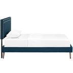 Lit plateforme Jessamine en tissu avec pieds évasés et ronds